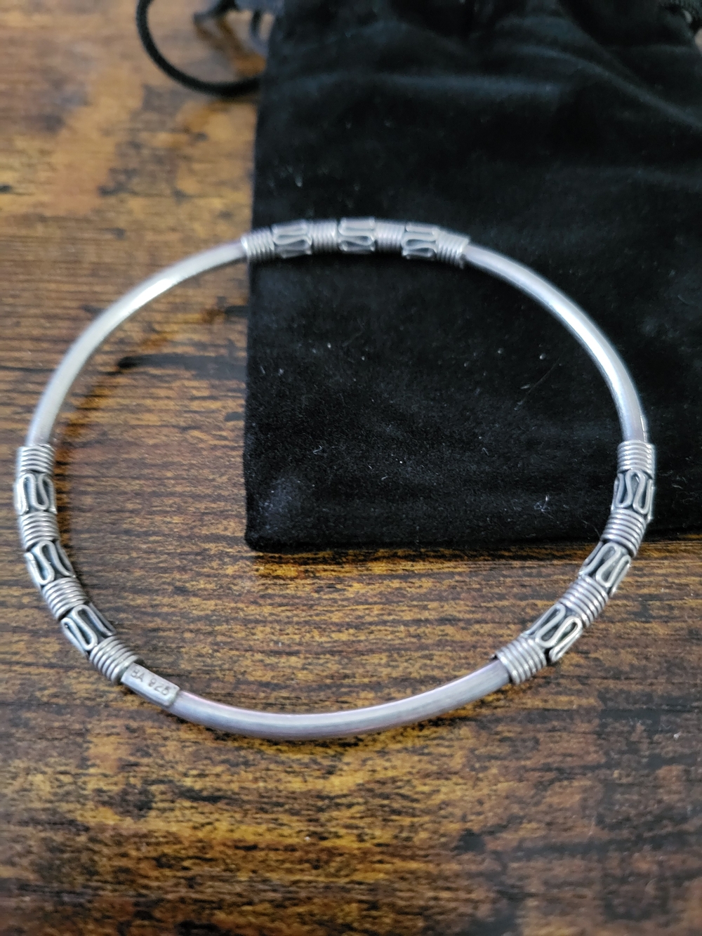 Vintage Sterling Silver 925 BALI, Textured Bangle Bracelet